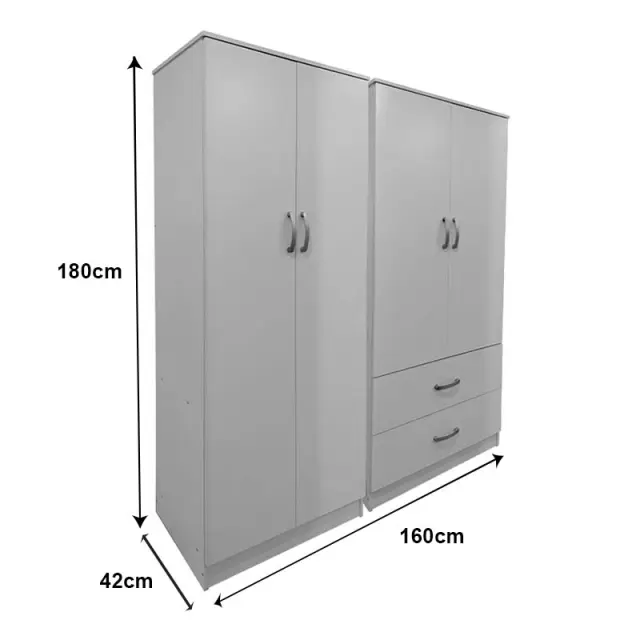 Ντουλάπα τετράφυλλη Athos pakoworld λευκή 160x42x180εκ 2