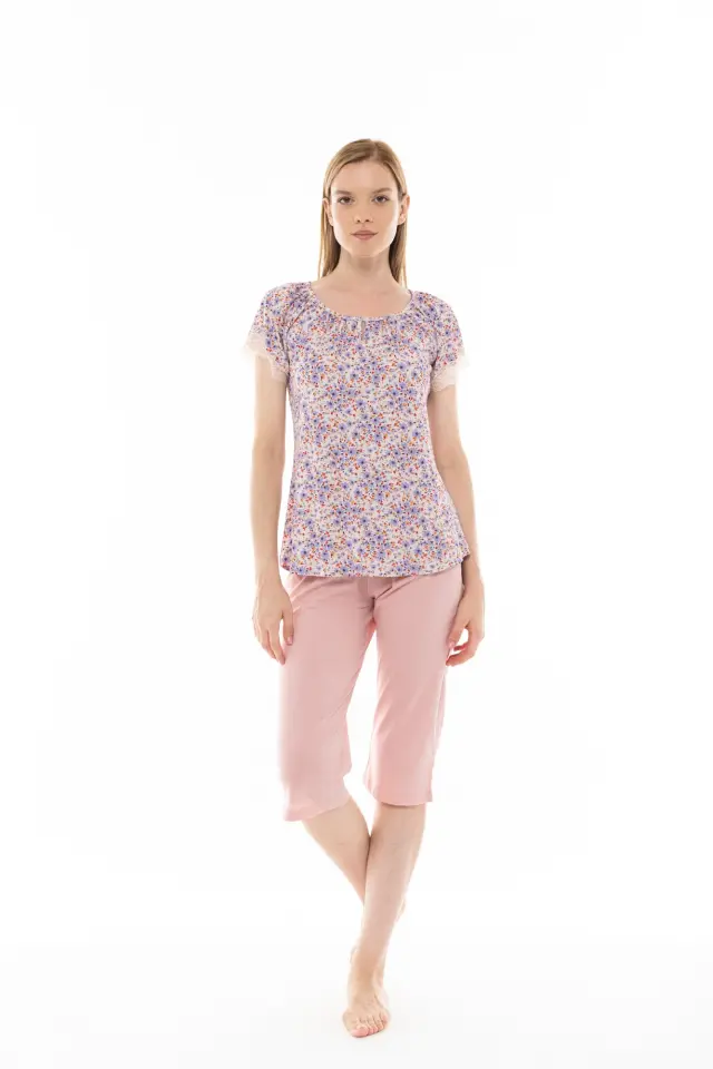 S1250 - Type - PYJAMA CAPRI VIOLETE FLOWER - M