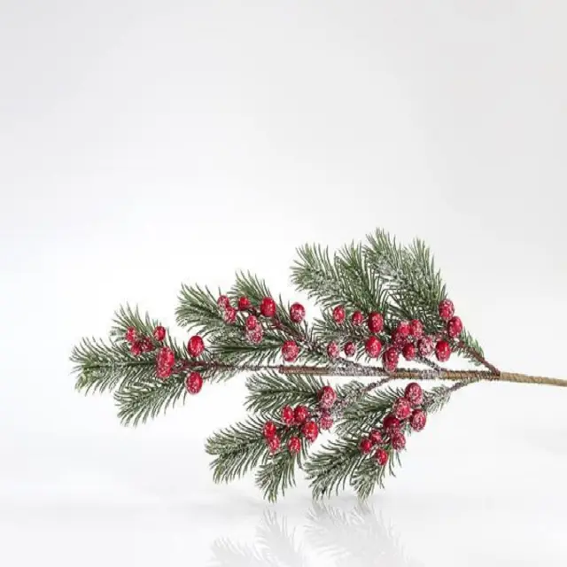 Πράσινο Κλαδί Με Glitter Και Berry 68cm