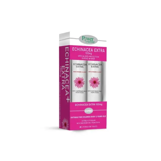Power of Nature Promo Echinacea Extra 100mg with Vitamic C & Zinc,συνδυασμός με εχινάτσεα, βιταμίνη C και ψευδάργυρο 2x20eff.tabs, 1σετ