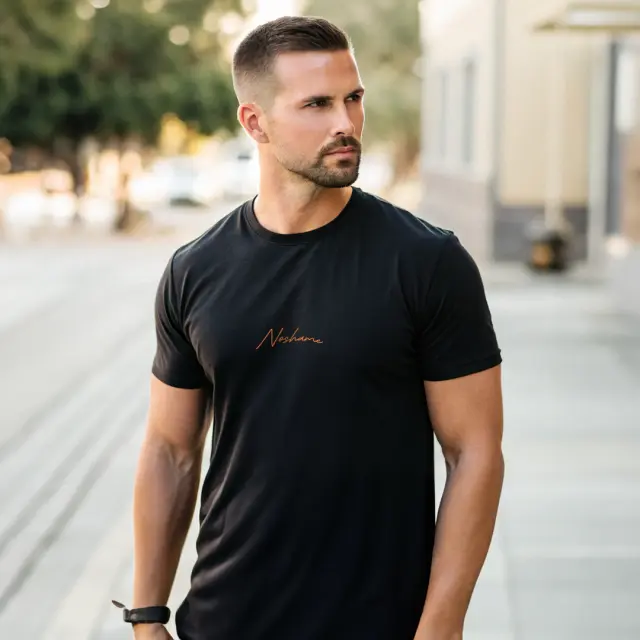 T-shirt Noshame® Μαύρο με καφέ τύπωμα - 112568 - XXL