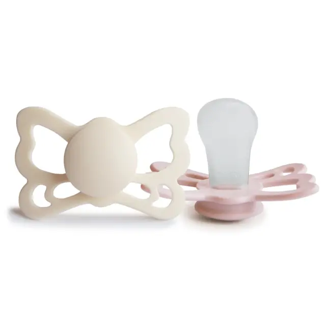 Σετ 2 Ανατομικές Πιπίλες Σιλικόνης FRIGG Butterfly Cream/Blush 6-18 Μηνών Baby Oliver