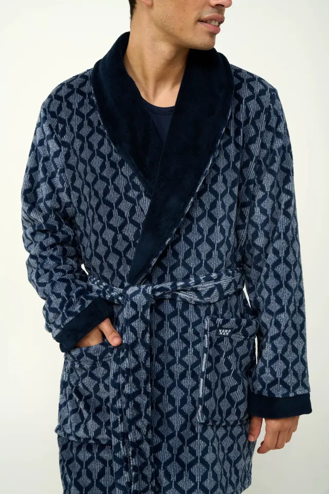 Ανδρική Σταυρωτή Fleece Ρόμπα Vamp 23780 BLUE 3
