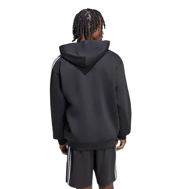 adidas Sportswear Men's 3Stripes Fleece Full-Zip Hoodie Μαύρο - Άσπρο KY6559 (adidas Sportswear) 2