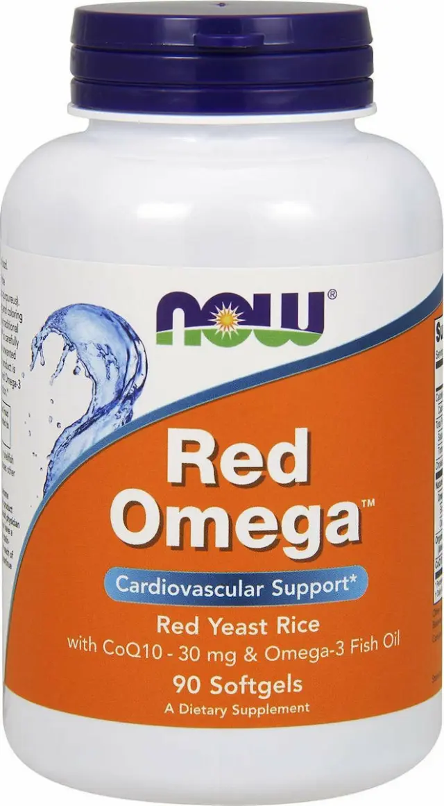 Now Foods Red Omega Red Yeast Rice with CoQ10 30mg & Omega 3 Fish Oil Ιχθυέλαιο 90 μαλακές κάψουλες