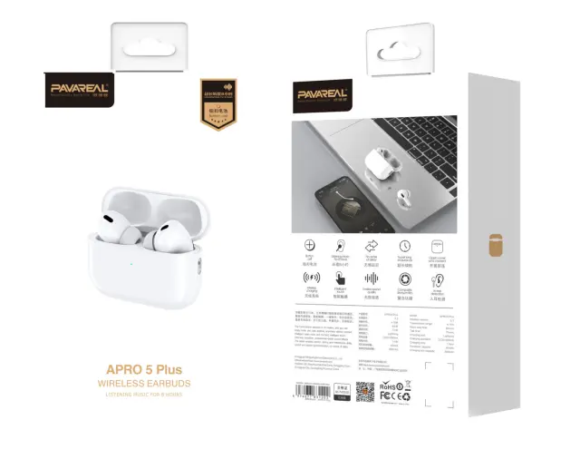 Pavareal In-ear Bluetooth Handsfree Ακουστικά με Θήκη Φόρτισης Άσπρα APRO 5 Plus 2