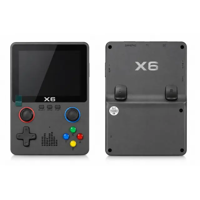 X6 Retro Handheld Console Ρετρο Κονσολα Dark Grey – 6000+ Games, IPS 3.5” 640x480, Dual Analog, NES/GBA/SNES/MD/Arcade Portable Gaming Console