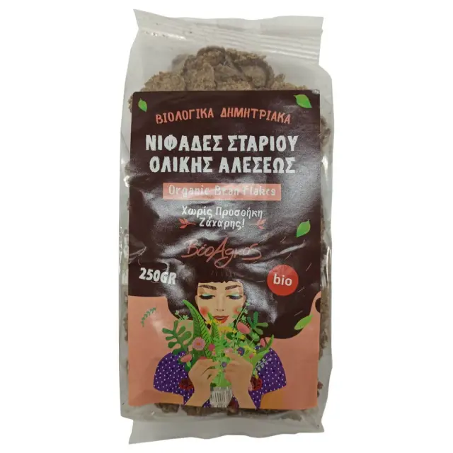 Bran Flakes Ολικής Αλέσεως, Χωρίς Ζάχαρη, Bio, Βιοαγρός, 250γρ
