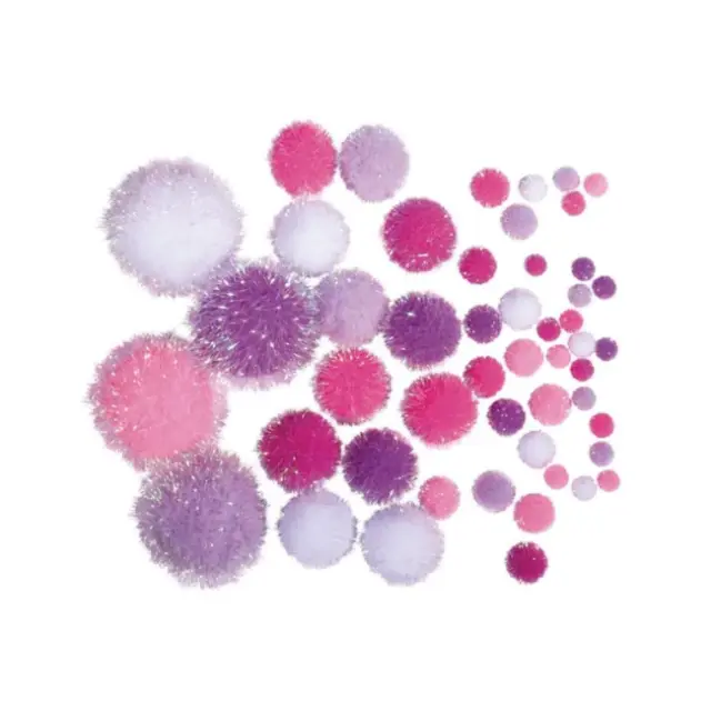 Rayher Pompoms Μεταλλιζέ Aσορτί Ροζ/Λευκό 50 τεμ. (4476530000)