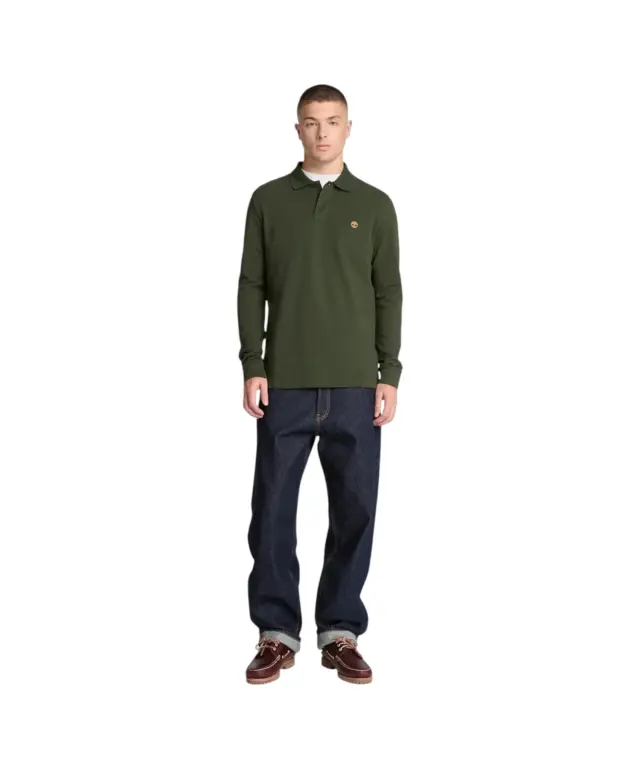 Timberland - Ανδρικό Μακρυμάνικο Polo Oyster River Regular Fit TBC0YHDG-U31 Πράσινο - L 3
