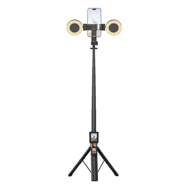 Bluetooth selfie stick με τηλεχειριστήριο και αποσπώμενα ring lights