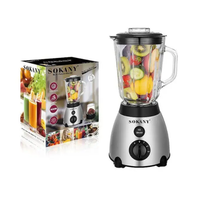 Sokany Μπλέντερ για Smoothies με Γυάλινη Κανάτα 1.5lt 400W Inox SK-149S