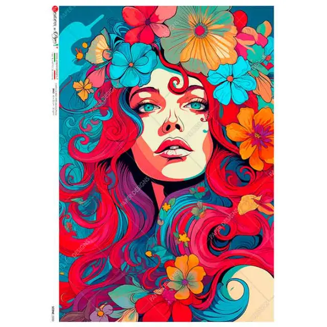 Ριζόχαρτο για Decoupage PaperD, Πολύχρωμο πορτρέτο 2, A4, 22x32cm