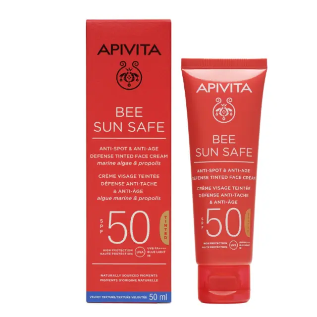Apivita Bee Sun Safe Anti-Spot & Anti-Age SPF50 cream 50ml - Κρέμα Προσώπου κατά των Πανάδων & Ρυτίδων με Χρώμα