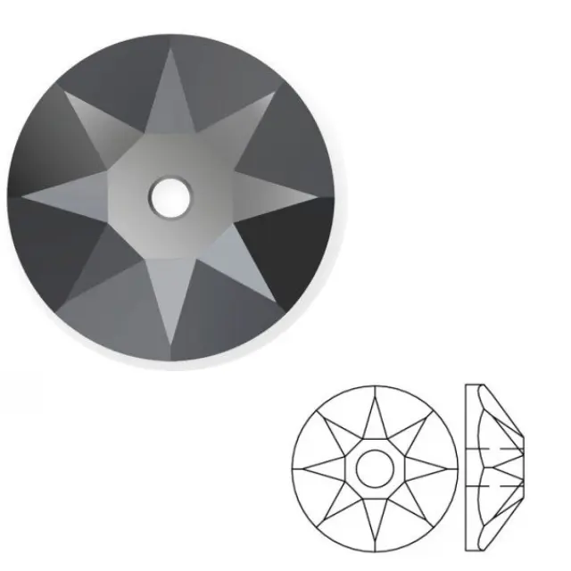 Swarovski Ραφτά 3188 Xirius Lochrose Jet Hematite 5mm - 20τεμ