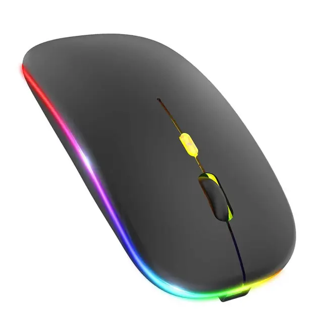 Techsuit - Wireless Mouse GameFlow (M1) - for Gaming, LED RGB, Silent, Bluetooth 5.2, 2.4G, 1600 DPI with USB-C Charging Cable - Black 2