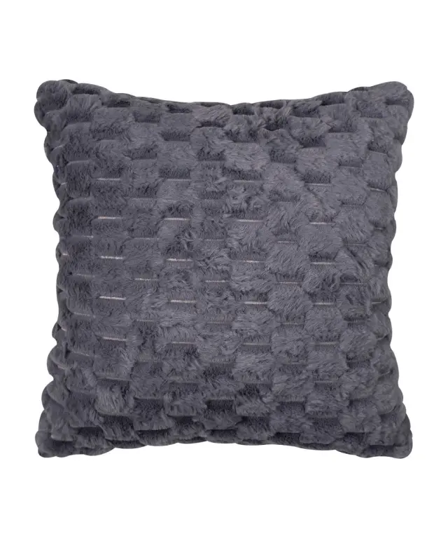 Γούνινη διακοσμητική μαξιλαροθήκη mink (65cm x 65cm) γκρί - -
