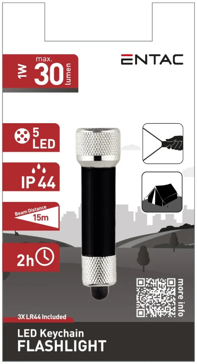 Entac Φακός 5 LED Μπρελόκ Μαύρο 15.007.0007