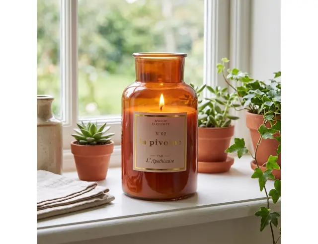 Αρωματικό κερί Apothecary Home Deco Factory με διάρκεια καύσης 110 ώρες, άρωμα Pivoine και διαστάσεις 14x25.5cm BO0134