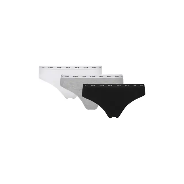 FILA Γυναικείο String Elastic Band - Τριπλό Πακέτο, Χρώμα Μαύρο-Λευκό-Γκρι