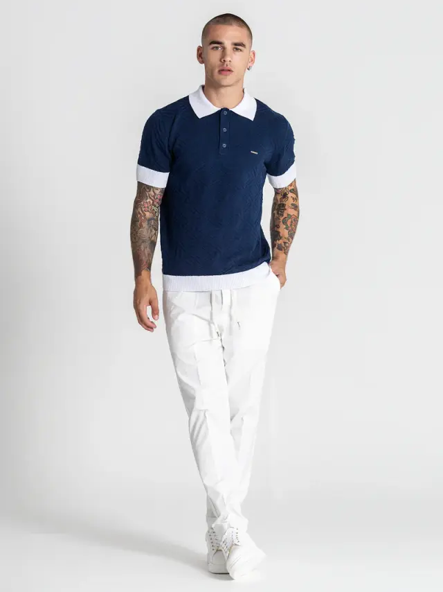 Gianni Kavanagh Ανδρικό EDGE Πλεκτό Polo Shirt – Navy Blue - L 3