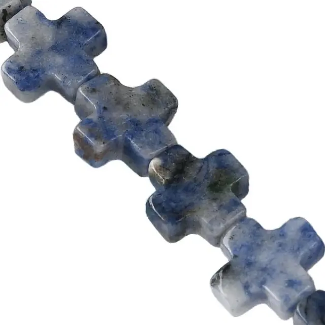Χάντρα Ίασπις Blue Spot - Σταυρός Περαστός ~13x13x4.5mm - 4τεμ
