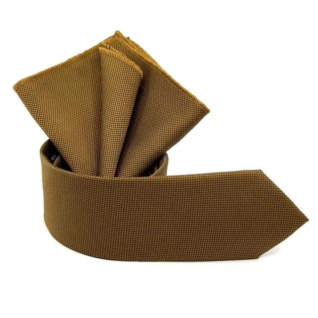 Ταμπά Camel Γραβάτα Oxford 6,5 cm με Ασορτί Μαντήλι 2