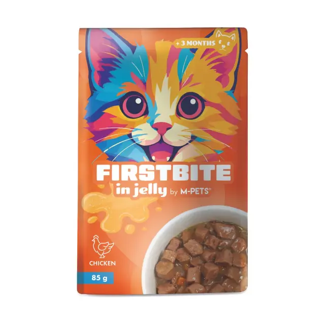 M-PETS FirstBites Κοτόπουλο 85gr Υγρή Τροφή Γάτας