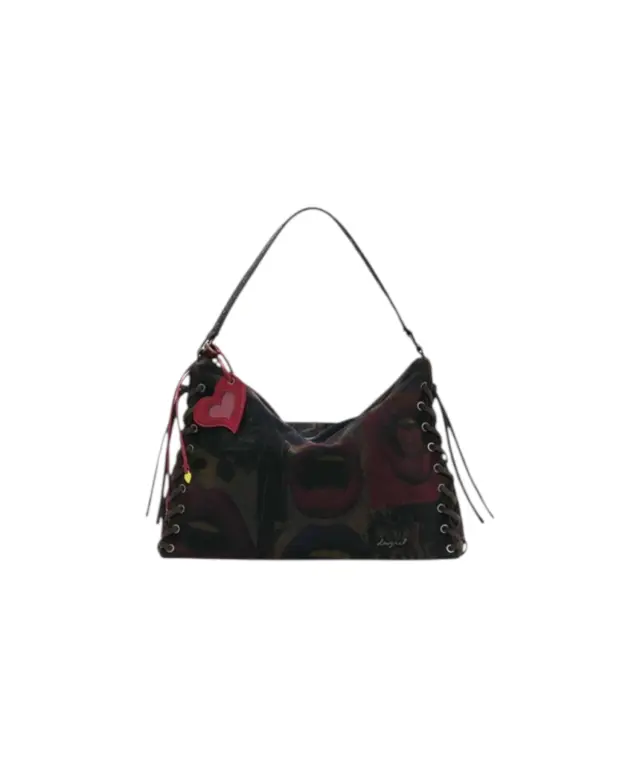 Desigual - Γυναικεία Τσάντα Ώμου Leiria Graffiatto 26WAXD15-9019 Μπορντό/Μαύρο