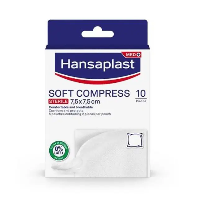 Hansaplast Soft Compress Αποστειρωμένες Γάζες, 7,5x7,5cm, 10τεμ