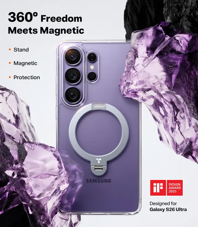 Torras Ostand Q3 Spin, clear - Samsung Galaxy S26 Ultra 3