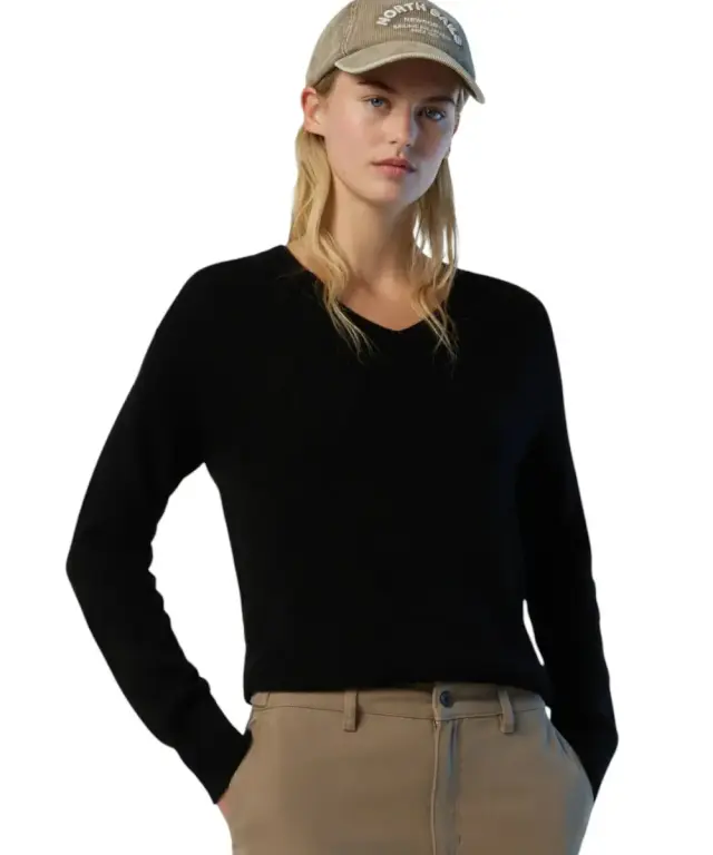 North Sails - Γυναικείο Πουλόβερ V-Neck Saddle Shoulder 095511-000-0999 Μαύρο 2