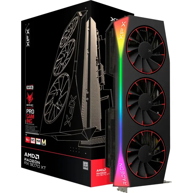 XFX Radeon RX 9070 XT OC Mercury RGB Magnetic Air (black, RDNA4, GDDR6, 3x DisplayPort, 1x HDMI 2.1)