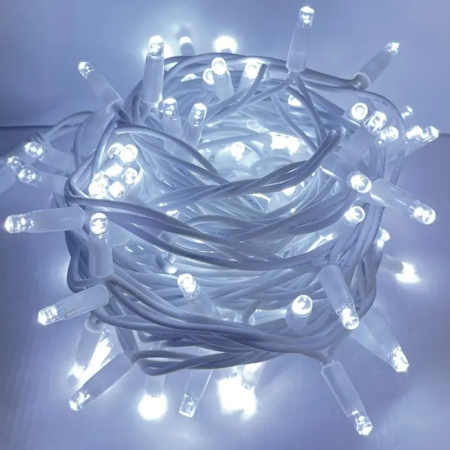 ΛΑΜΠΑΚΙΑ 100 LED ΣΕ ΣΕΙΡΑ ΨΥΧΡΟ ΛΕΥΚΟ ΚΑΟΥΤΣΟΥΚ ΑΝΑ 10mm ΑΝΤΑΠΤΟΡΑ 31VDC ΜΕ ΔΥΝΑΤΟΤΗΤΑ ΕΠΕΚΤΑΣΗΣ MAX 20 ΣΕΤ & ΚΑΛΩΔΙΟ ΠΡΑΣΙΝΟ 1.5m IP44 / X081002414