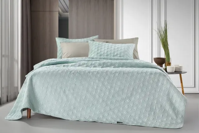 ΣΕΤ ΚΟΥΒΕΡΛΙ KING SIZE (250×240) ΜΕ ΜΑΞΙΛΑΡΟΘΗΚΗ (50×50) TEMPEST MINT GUY LAROCHE