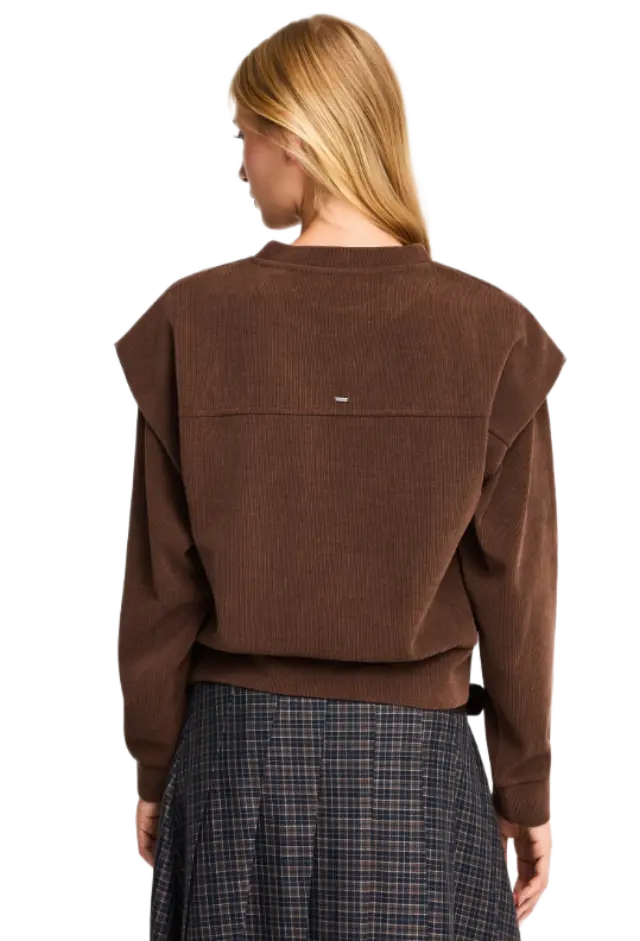FunkyBuddha γυναικείο ριμπ φούτερ με layered shoulder panels FBL014-122-06-2 2