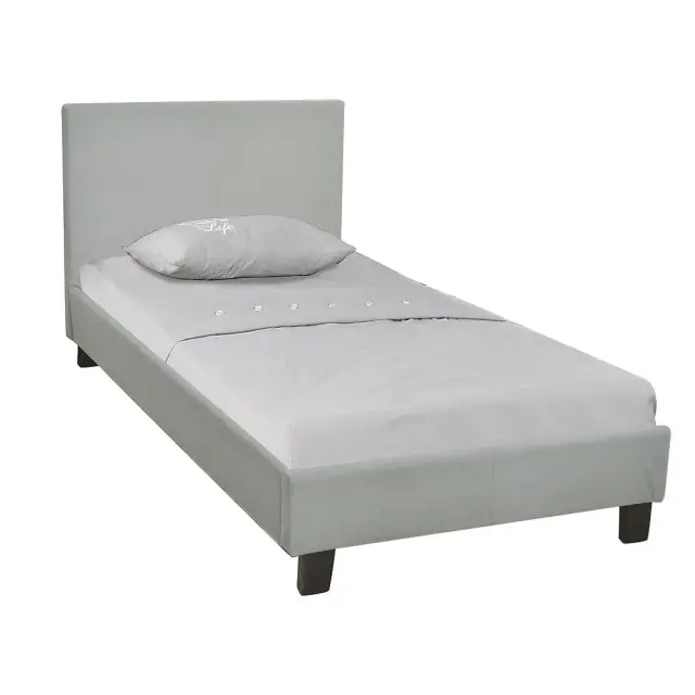 Κρεβάτι Μονό WILTON Γκρι Ανοιχτό Ύφασμα 97x203x89cm (Στρώμα 90x190)