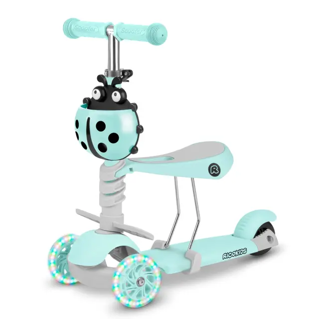 Ricokids Buggy Μέντα παιδικό πατίνι ισορροπίας 3 τροχών με ρυθμιζόμενο τιμόνι και φωτιζόμενους τροχούς 3