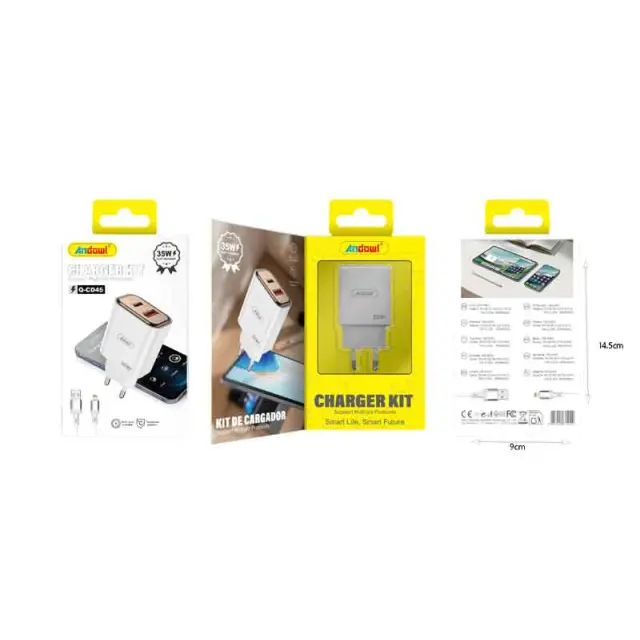 Andowl Φορτιστής κινητού με καλώδιο Lightning με Διπλή USB 35W Q-CD45 -Mobile charger 615112 2