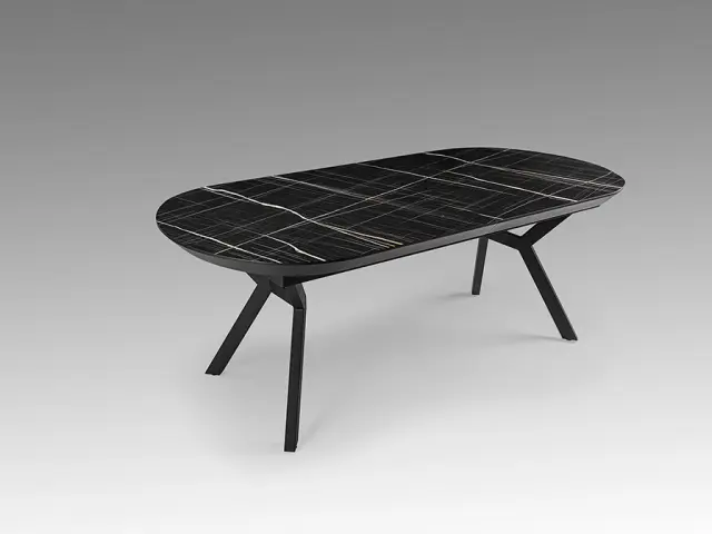 ANTEA Επεκτεινόμενο Τραπέζι Τραπεζαρίας Black Marble Μαύρο Μεταλλικό 206x103x78cm Μάρμαρο 3