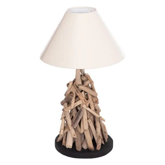 Επιτραπέζιο φωτιστικό Twiggy Driftwood & λευκό καπέλο Φ35x61 εκ. 3