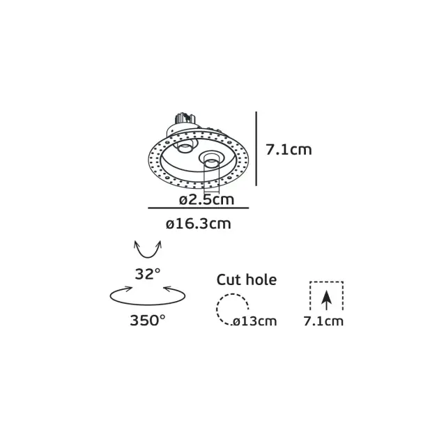Eye 04448/WB/W Χωνευτό κινητό φωτιστικό οροφής led trimless 11W 3000K λευκό+μαύρο Άσπρο/Μαύρο 3