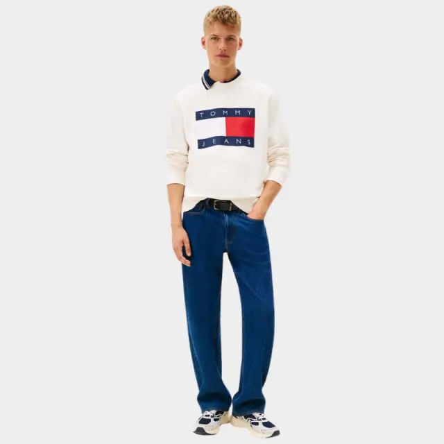 Tommy Hilfiger - Ανδρικό Φούτερ Big Flag Regular Fit DM0DM22643-YBH Λευκό - 2XL 2