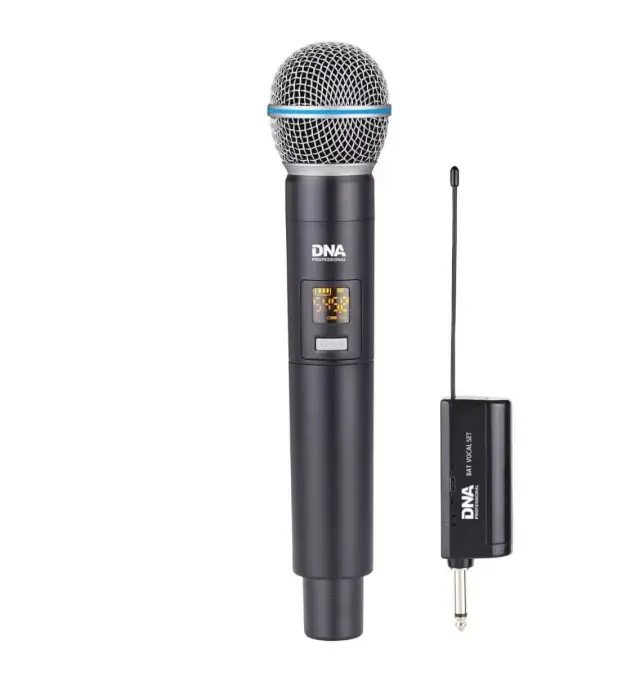 DNA BAT VOCAL SET wireless system battery-powered handheld microphone receiver UHF 518-542 MHz anti-roll ring adapter jack 6.35 mm - jack 3.5 mm 2x windscreen 3