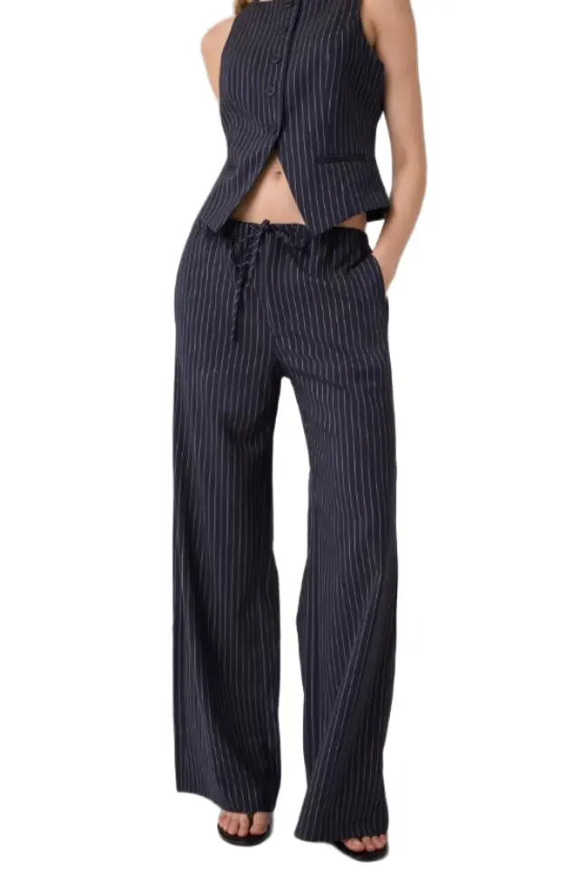 Guess γυναικεία ριγέ παντελόνα wide leg W6YB08W2829-1 - 29/32