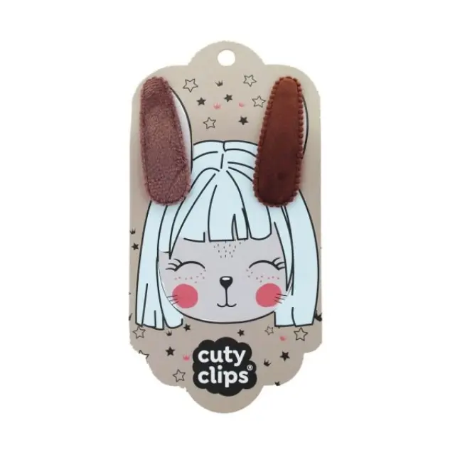 Cuty Clips Bunny Ears Παιδικά Κοκαλάκια με Κλιπ 2Τεμ. No5 - Σοκολατί