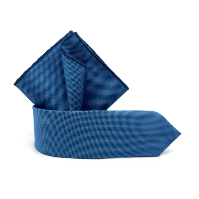 Μπλε Πετρόλ Γραβάτα Oxford 6,5 cm με Ασορτί Μαντήλι 2