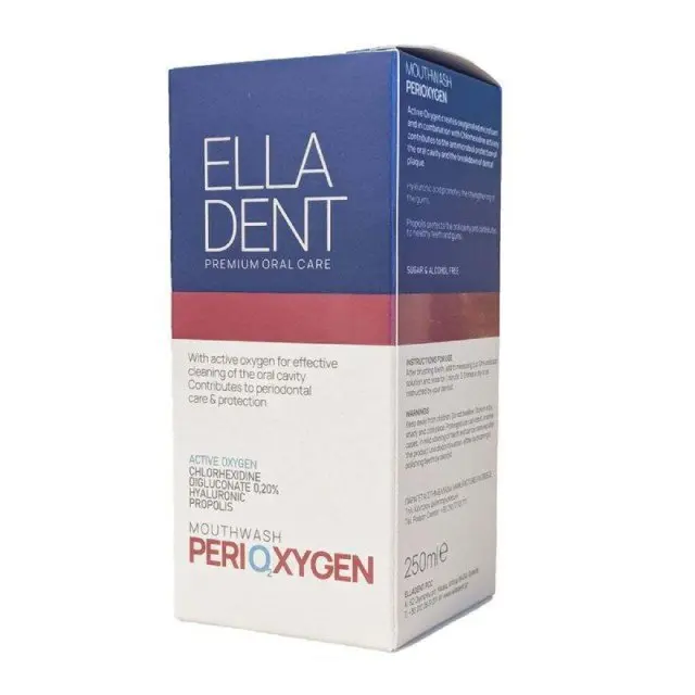 EllaDent PeriOxygen Στοματικό Διάλυμα με Ενεργό Οξυγόνο, Χλωρεξιδίνη, Υαλουρονικό Οξύ & Πρόπολη 250ml