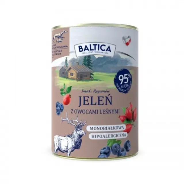 BALTICA Smaki regionów Deer with forest fruits - wet dog food - 400g