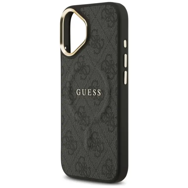 Guess PU Leather 4G Gold Frame MagSafe Case for iPhone 17 Black 2